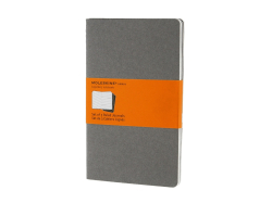 Записная книжка Moleskine Cahier (в линейку, 3 шт.), Large (13х21см), серый