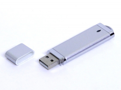 USB-флешка промо на 64 Гб прямоугольной классической формы, серебро