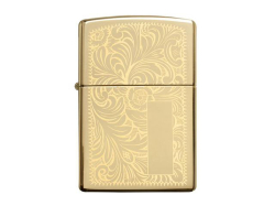 Зажигалка ZIPPO Venetian с покрытием High Polish Brass, латунь/сталь, золотистая, 38x13x57 мм