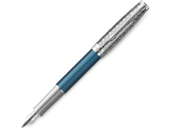 Перьевая ручка Parker Sonnet Premium Refresh BLUE CT, перо 18K, толщина F, цвет чернил black, подарочной упаковке