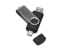 USB3.0/USB Type-C флешка на 32 Гб Квебек C, черный