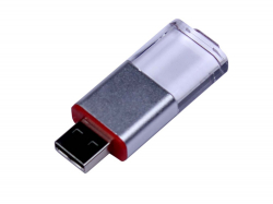 USB-флешка промо на 32 Гб прямоугольной формы, выдвижной механизм, красный