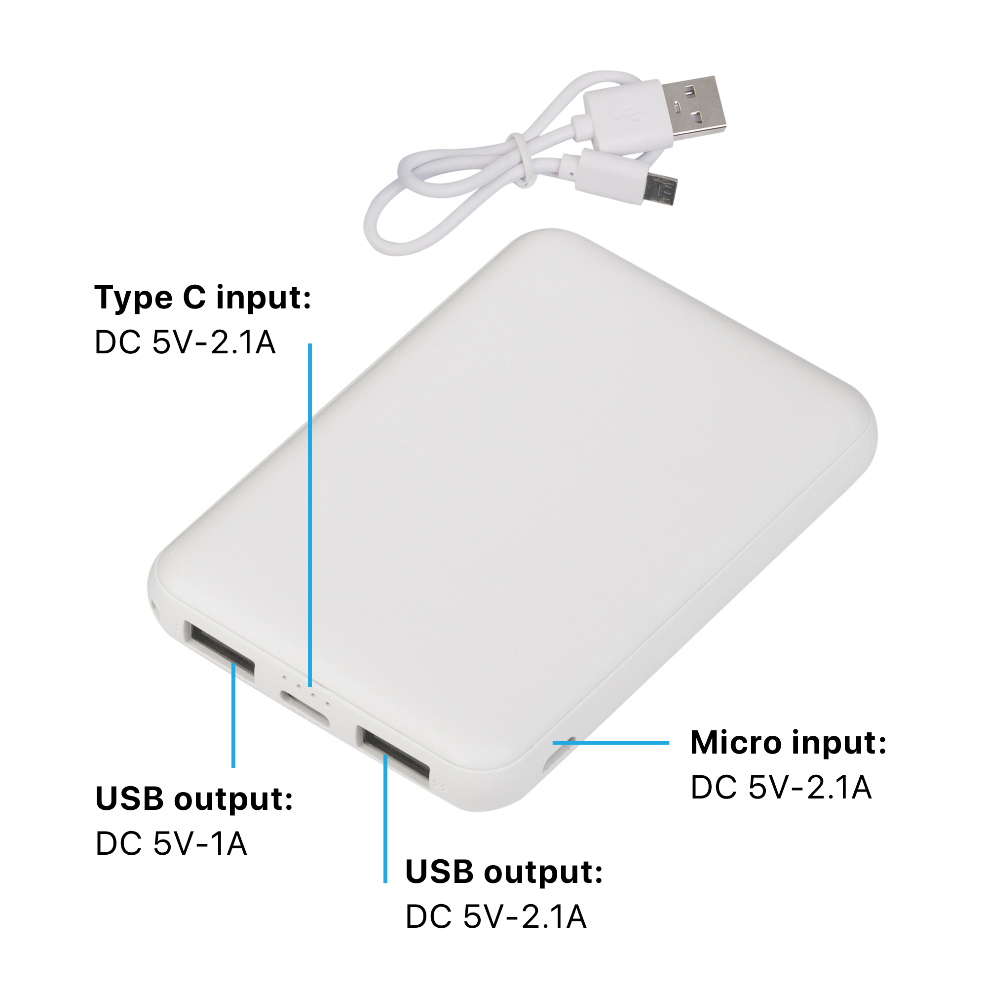 Зарядное устройство "Compact", 5000 mAh, белый