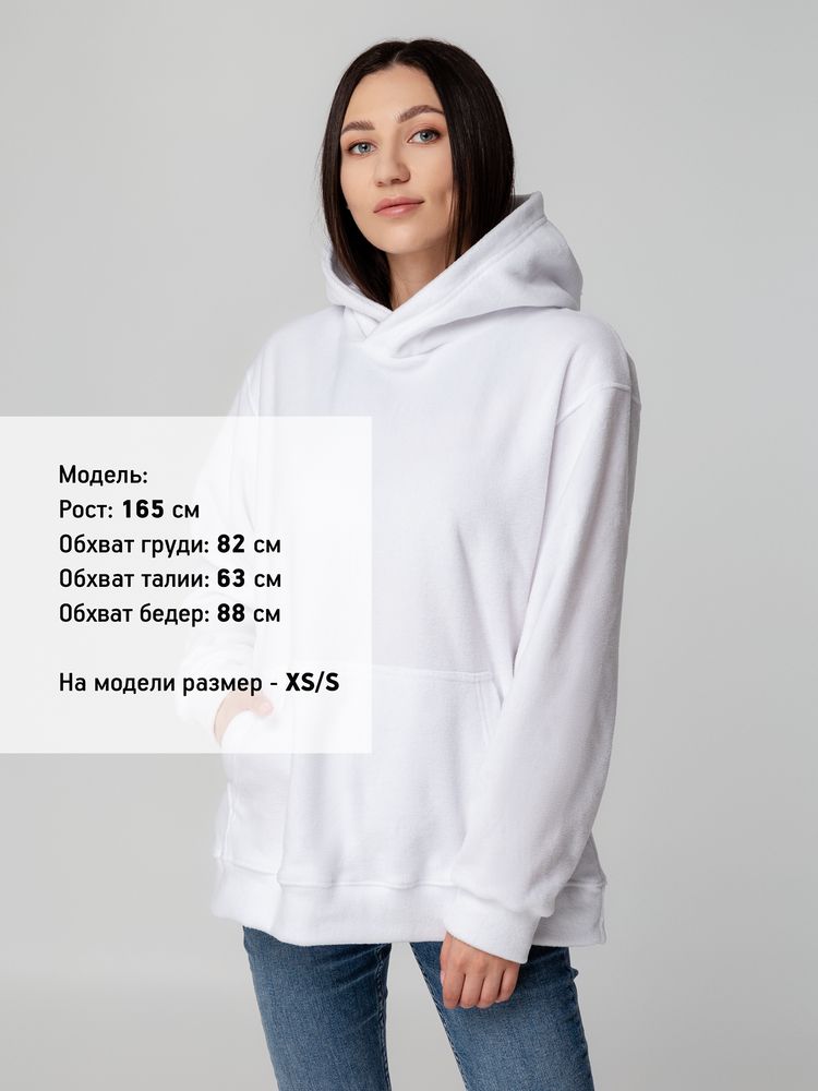 Худи флисовое унисекс Manakin, белое, размер M/L