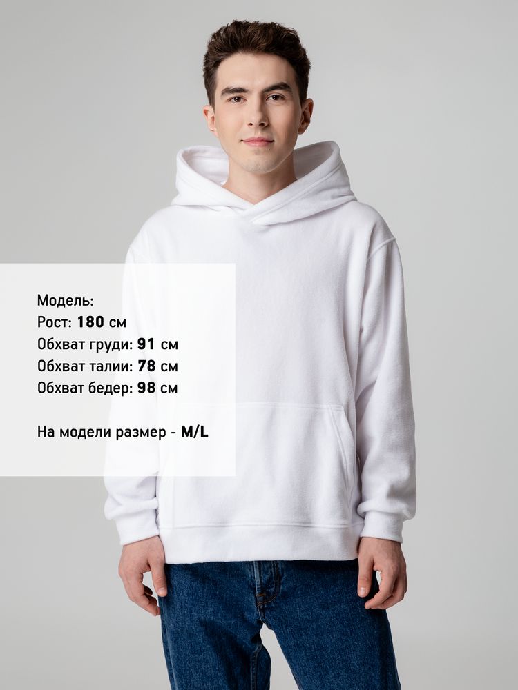 Худи флисовое унисекс Manakin, белое, размер M/L