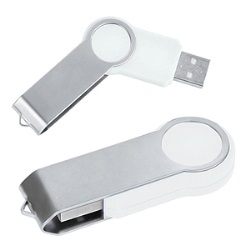 USB flash-карта "Swing" (4Гб),,белая,6х2,3х1см,металл,пластик