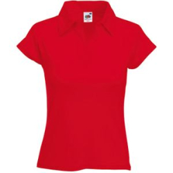 Поло "Lady-Fit Rib Polo", красный_M, 100% х/б, 220 г/м2