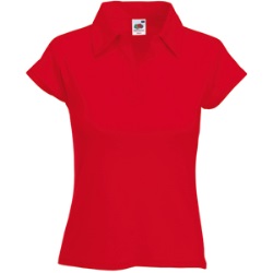 Поло "Lady-Fit Rib Polo", красный_XL, 100% х/б, 220 г/м2