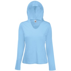 Футболка "Lady-Fit Lightweight Hooded T", небесно-голубой_S, 100% х/б, 135 г/м2