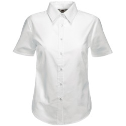 Рубашка "Lady-Fit Short Sleeve Oxford Shirt", белый_L, 70% х/б, 30% п/э, 130 г/м2